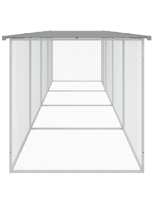 Klec pro kuřata se střechou světle šedá 403 x 98 x 90 cm ocel