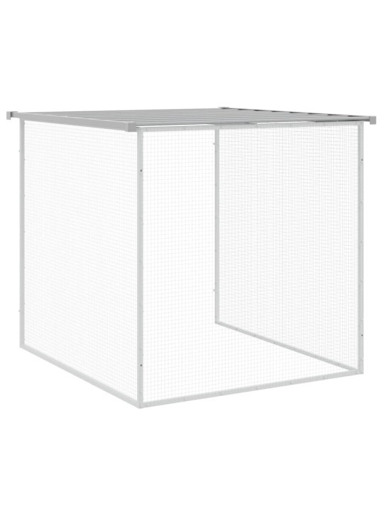 Klec pro kuřata se střechou světle šedá 403 x 98 x 90 cm ocel