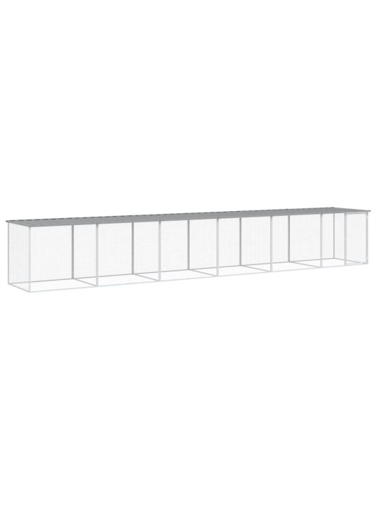 Klec pro kuřata se střechou světle šedá 603 x 98 x 90 cm ocel