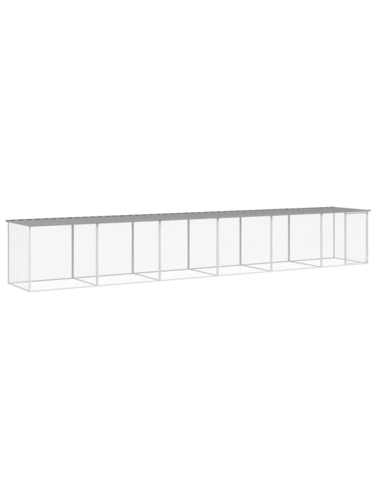 Klec pro kuřata se střechou světle šedá 603 x 98 x 90 cm ocel