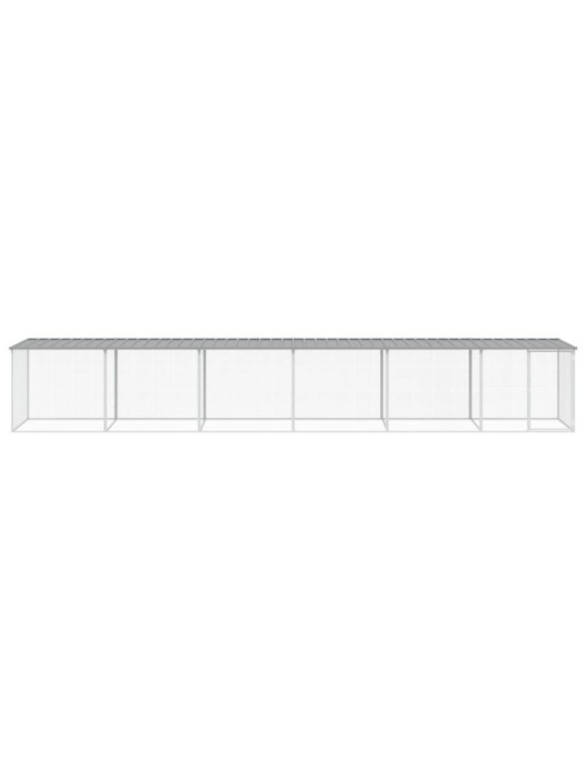 Klec pro kuřata se střechou světle šedá 603 x 98 x 90 cm ocel