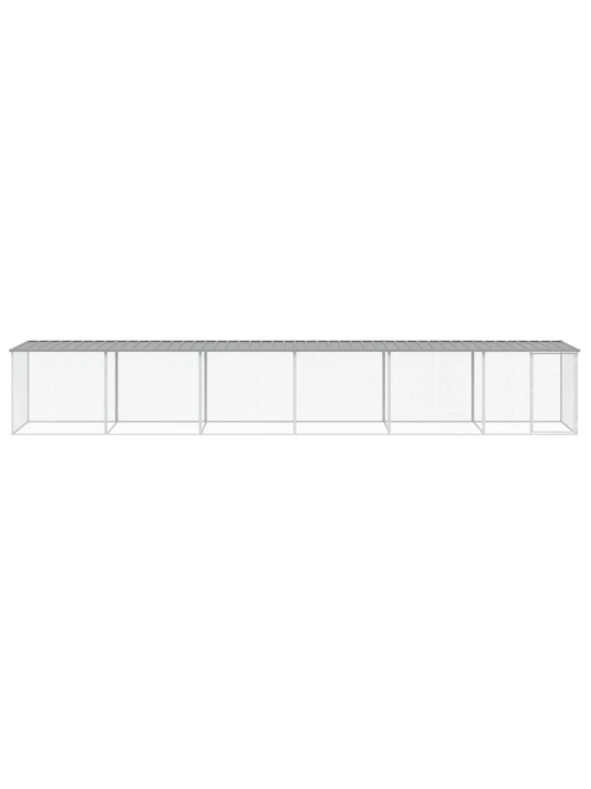 Klec pro kuřata se střechou světle šedá 603 x 98 x 90 cm ocel