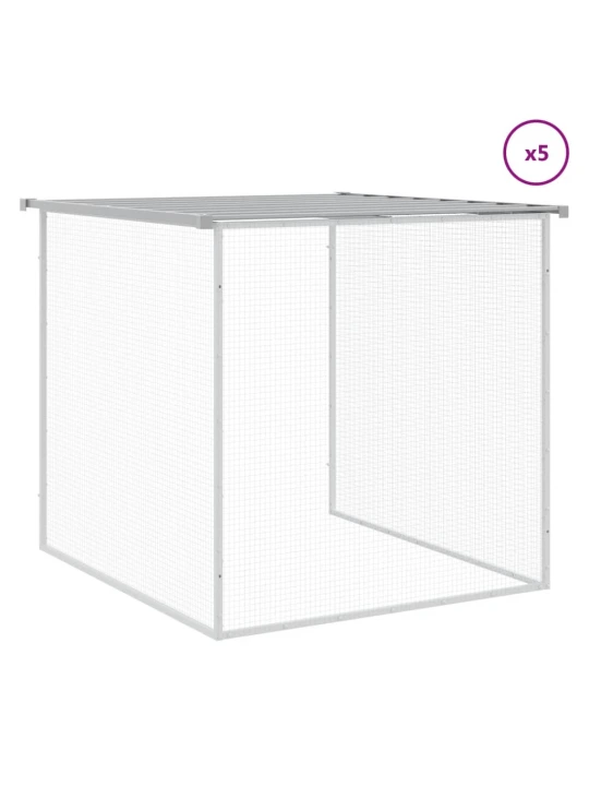 Klec pro kuřata se střechou světle šedá 603 x 98 x 90 cm ocel