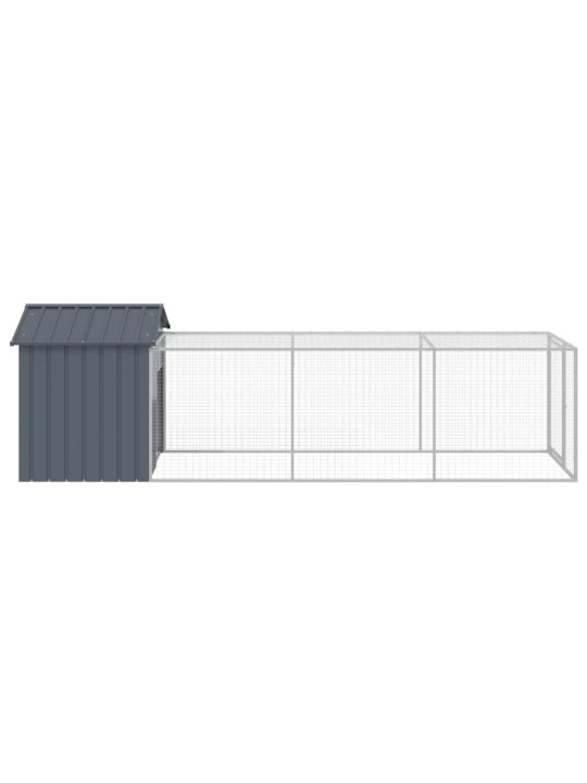 Kurník s výběhem antracitový 117x405x123 cm pozinkovaná ocel