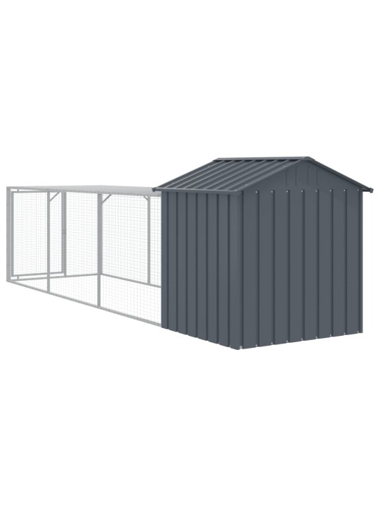Kurník s výběhem antracitový 117x405x123 cm pozinkovaná ocel