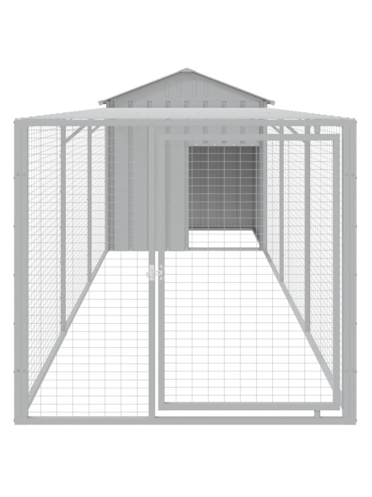 Kurník s výběhem světle šedý 117x405x123 cm pozinkovaná ocel