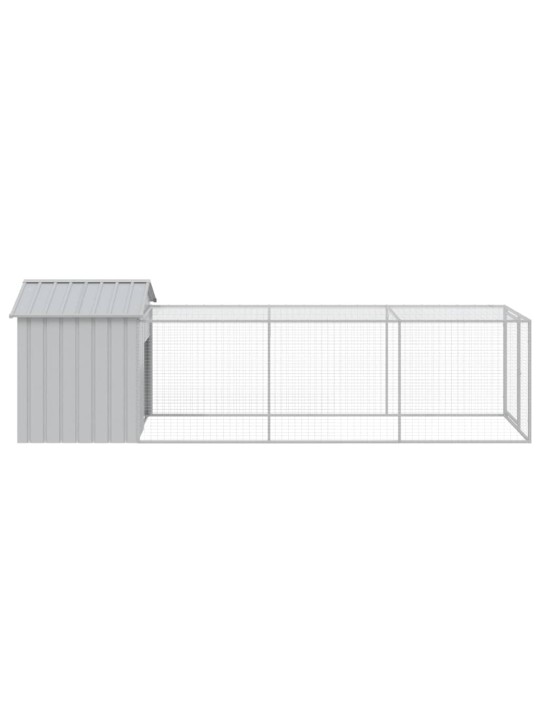 Kurník s výběhem světle šedý 117x405x123 cm pozinkovaná ocel