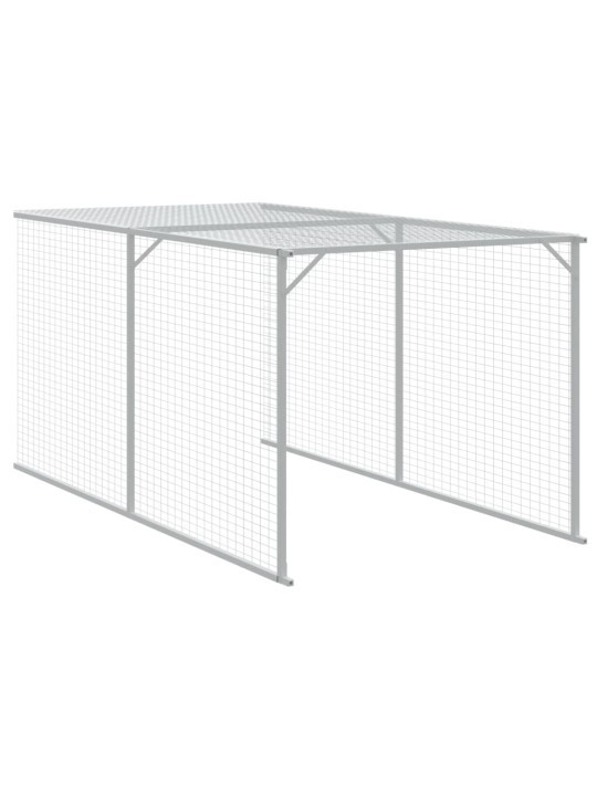 Kurník s výběhem světle šedý 117x405x123 cm pozinkovaná ocel