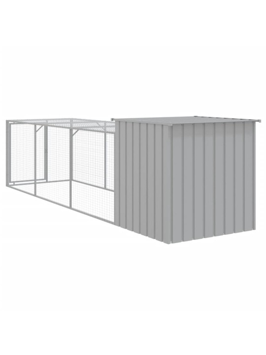 Kurník s výběhem světle šedý 110x405x110 cm pozinkovaná ocel