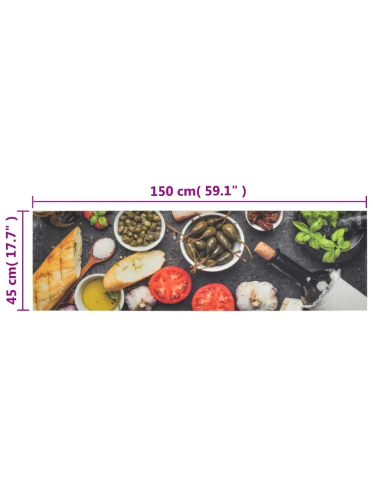 Kuchyňský koberec omyvatelný Víno a jídlo 45 x 150 cm samet