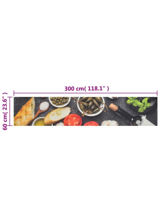 Kuchyňský koberec omyvatelný Víno a jídlo 60 x 300 cm samet