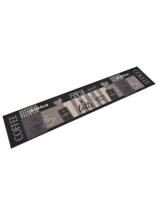 Kuchyňský koberec omyvatelný Káva černý 60 x 300 cm samet