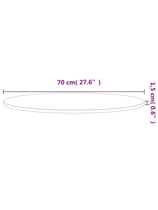 Stolní deska Ø 70 x 1,5 cm kulatá masivní bukové dřevo