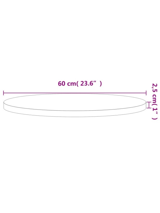Stolní deska Ø 60 x 2,5 cm kulatá masivní bukové dřevo