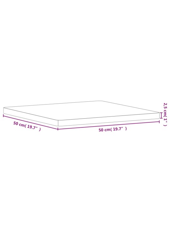 Stolní deska 50 x 50 x 2,5 cm čtvercová masivní bukové dřevo
