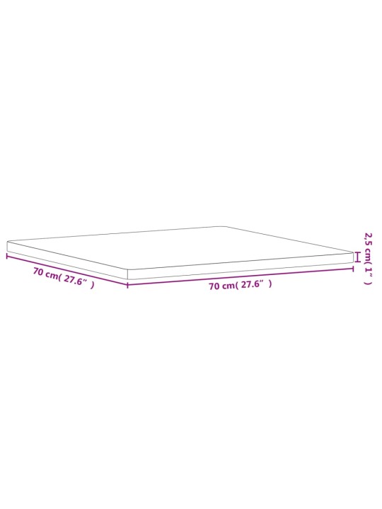 Stolní deska 70 x 70 x 2,5 cm čtvercová masivní bukové dřevo
