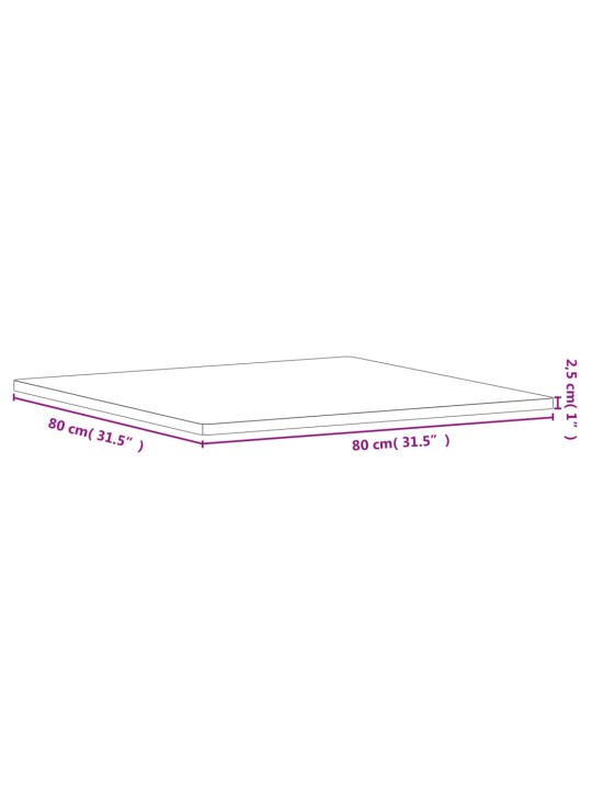 Stolní deska 80 x 80 x 2,5 cm čtvercová masivní bukové dřevo