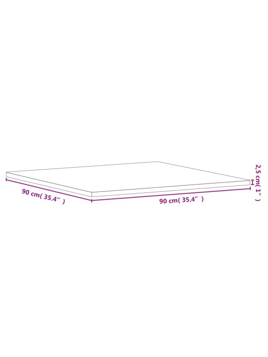 Stolní deska 90 x 90 x 2,5 cm čtvercová masivní bukové dřevo