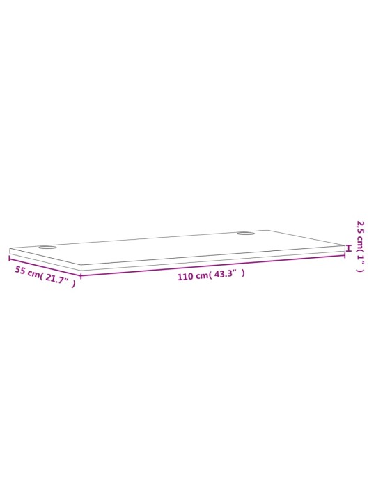 Deska psacího stolu 110 x 55 x 2,5 cm masivní bukové dřevo