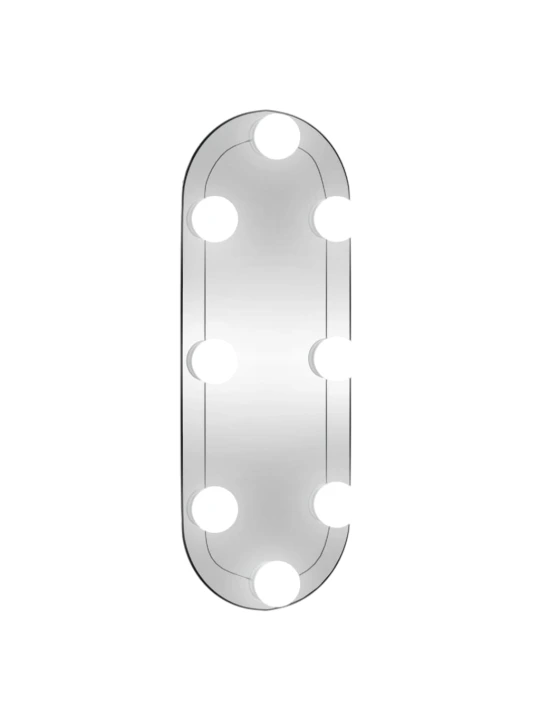 Nástěnné zrcadlo s LED osvětlením 15 x 40 cm sklo oválné