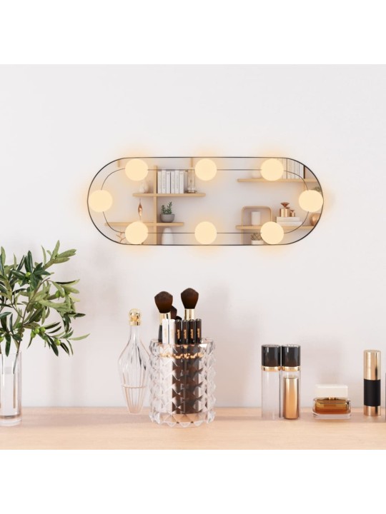 Nástěnné zrcadlo s LED osvětlením 15 x 40 cm sklo oválné
