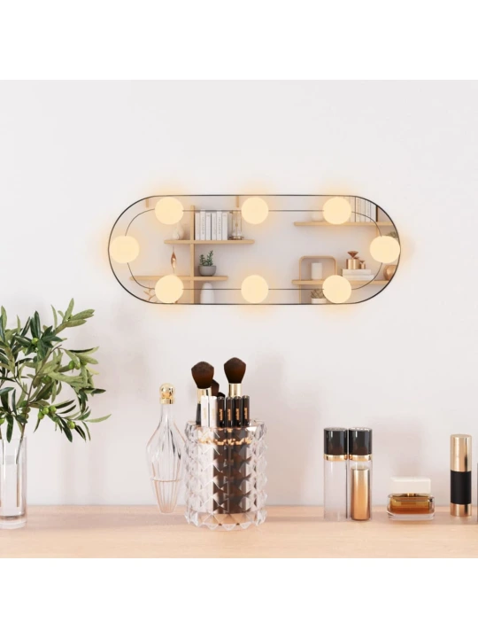 Nástěnné zrcadlo s LED osvětlením 15 x 40 cm sklo oválné