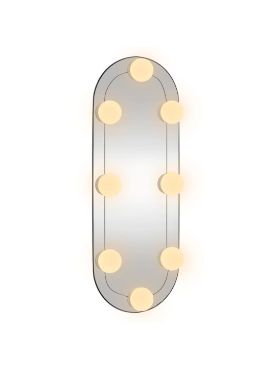Nástěnné zrcadlo s LED osvětlením 15 x 40 cm sklo oválné