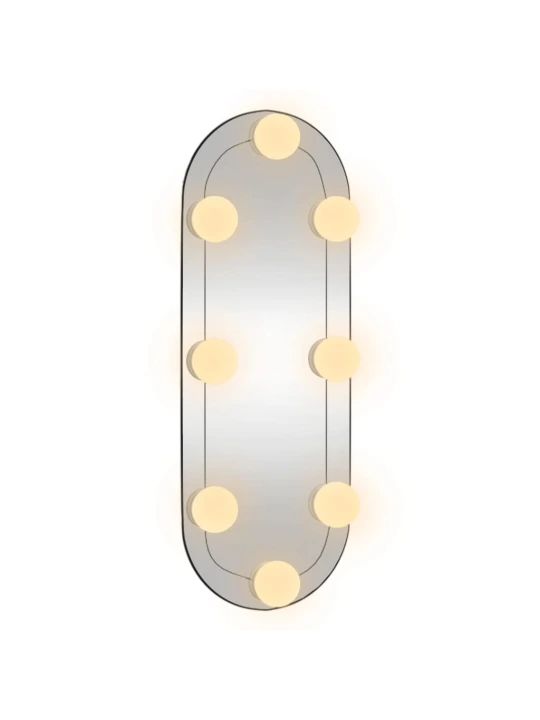 Nástěnné zrcadlo s LED osvětlením 15 x 40 cm sklo oválné