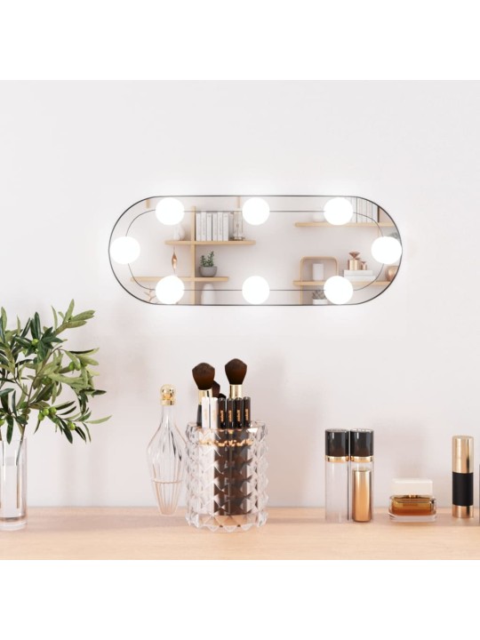 Nástěnné zrcadlo s LED osvětlením 15 x 40 cm sklo oválné
