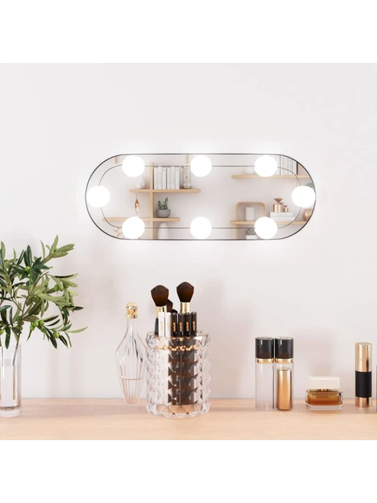 Nástěnné zrcadlo s LED osvětlením 15 x 40 cm sklo oválné