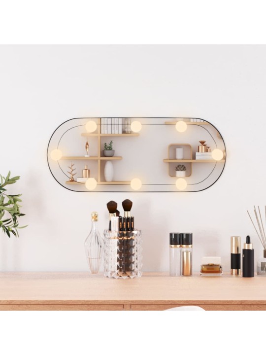 Nástěnné zrcadlo s LED osvětlením 20 x 50 cm sklo oválné