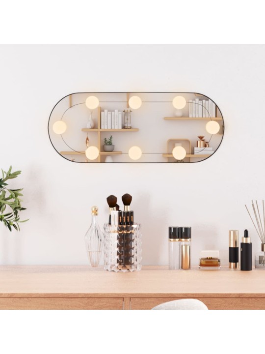 Nástěnné zrcadlo s LED osvětlením 25 x 60 cm sklo oválné