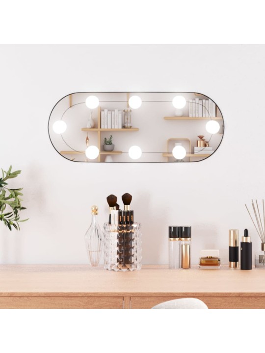 Nástěnné zrcadlo s LED osvětlením 25 x 60 cm sklo oválné