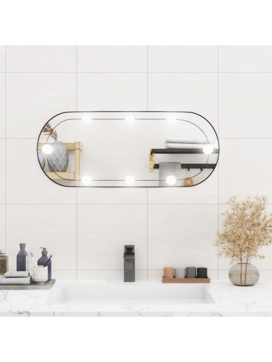 Nástěnné zrcadlo s LED osvětlením 30 x 70 cm sklo oválné