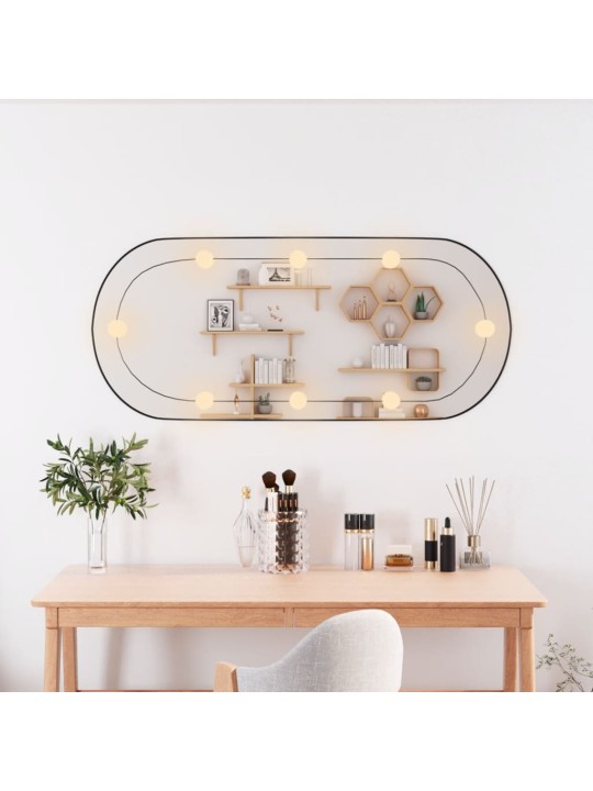 Nástěnné zrcadlo s LED osvětlením 40 x 90 cm sklo oválné