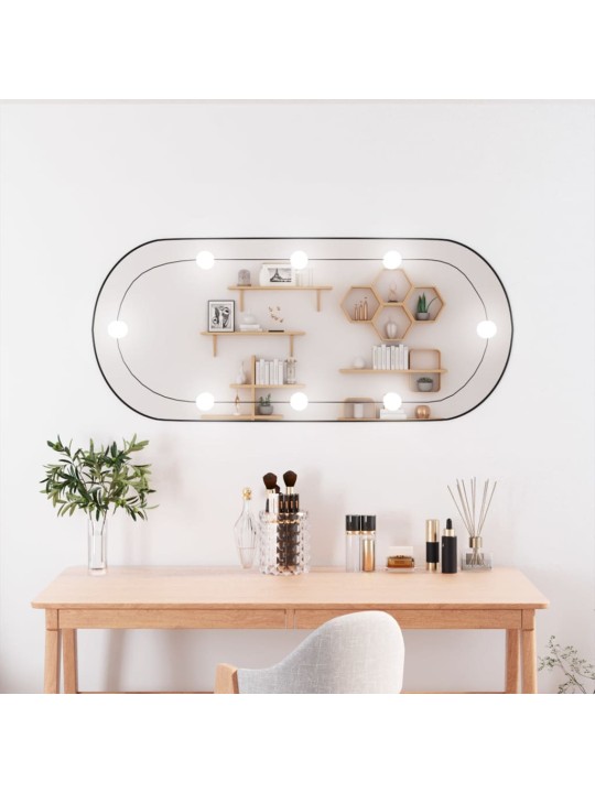 Nástěnné zrcadlo s LED osvětlením 40 x 90 cm sklo oválné