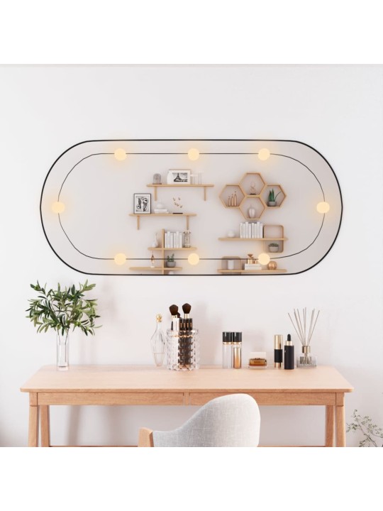 Nástěnné zrcadlo s LED osvětlením 45 x 100 cm sklo oválné