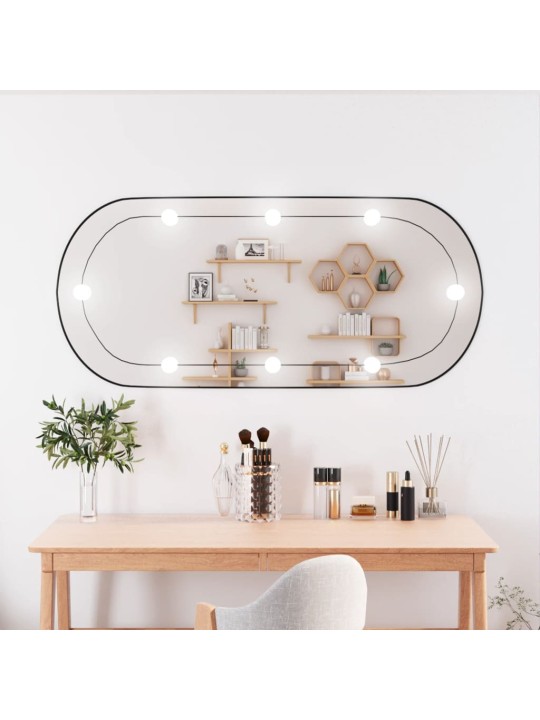 Nástěnné zrcadlo s LED osvětlením 45 x 100 cm sklo oválné