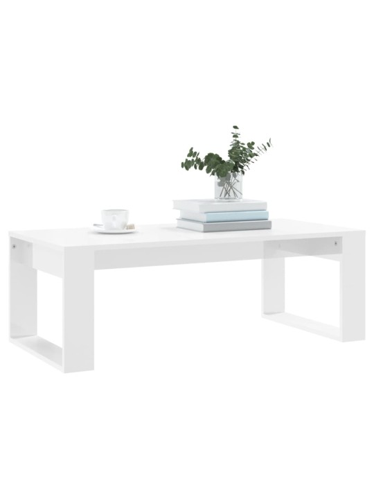 Konferenční stolek lesklý bílý 102x50x35 cm kompozitní dřevo