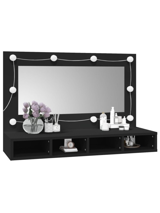 Zrcadlová skříňka s LED černá 90 x 31,5 x 62 cm