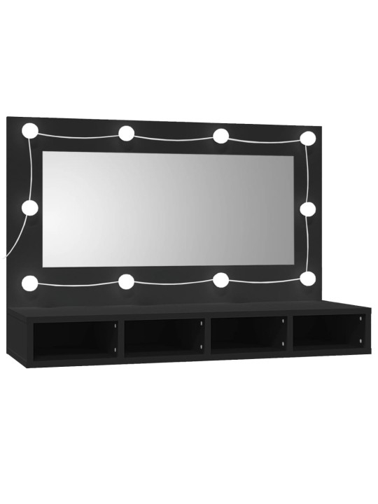Zrcadlová skříňka s LED černá 90 x 31,5 x 62 cm