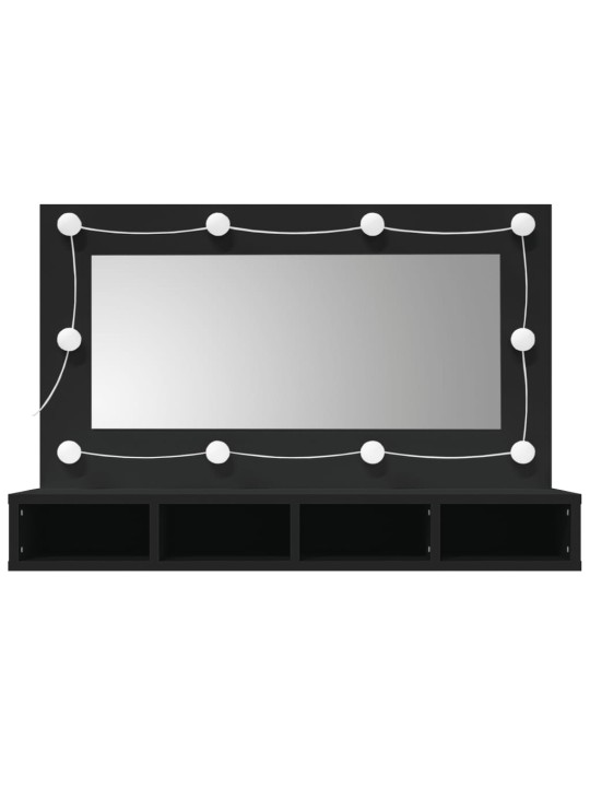 Zrcadlová skříňka s LED černá 90 x 31,5 x 62 cm