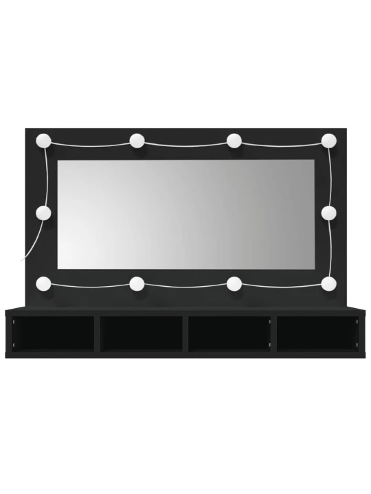 Zrcadlová skříňka s LED černá 90 x 31,5 x 62 cm