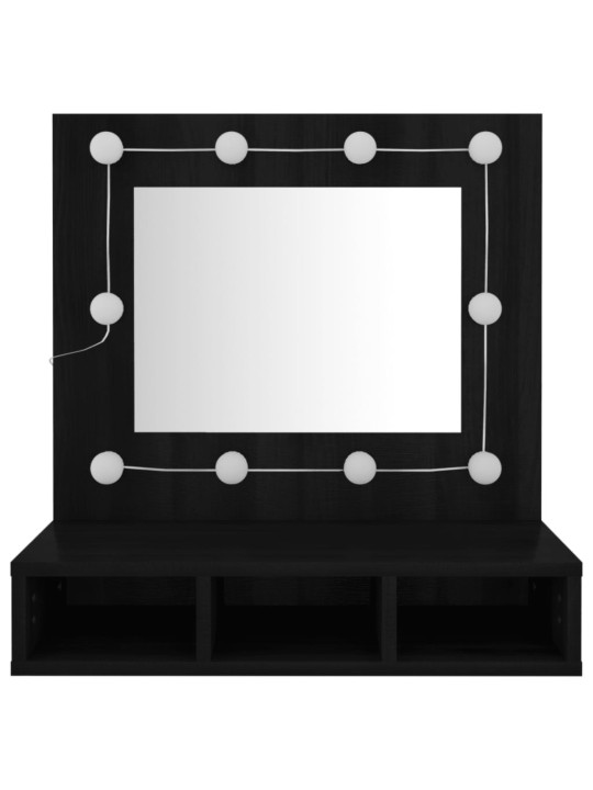 Zrcadlová skříňka s LED černá 60 x 31,5 x 62 cm