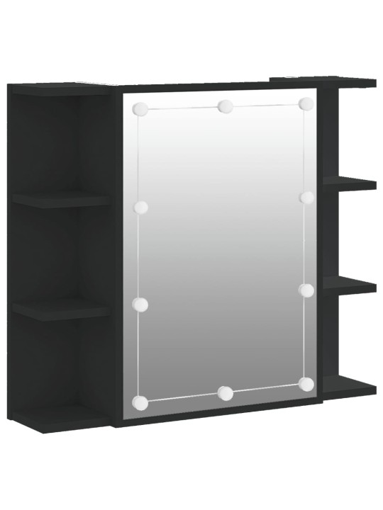 Zrcadlová skříňka s LED černá 70 x 16,5 x 60 cm