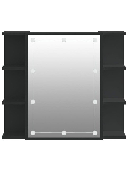 Zrcadlová skříňka s LED černá 70 x 16,5 x 60 cm