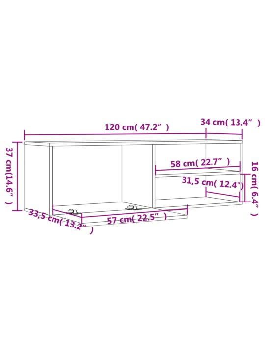 TV skříňka kouřový dub 120 x 34 x 37 cm kompozitní dřevo
