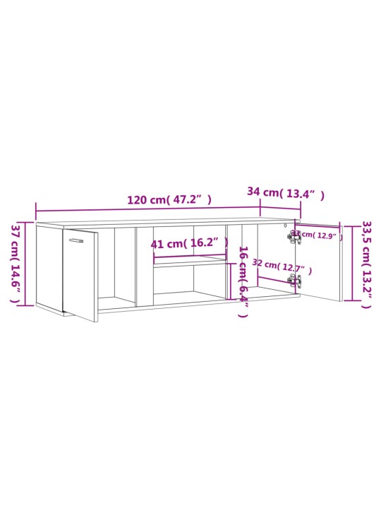 TV skříňka kouřový dub 120 x 34 x 37 cm kompozitní dřevo