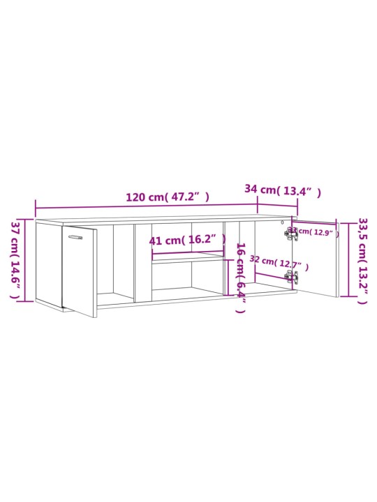 TV skříňka hnědý dub 120 x 34 x 37 cm kompozitní dřevo