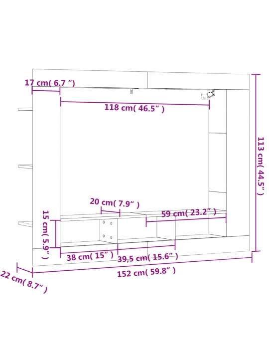 TV skříňka bílá 152 x 22 x 113 cm kompozitní dřevo